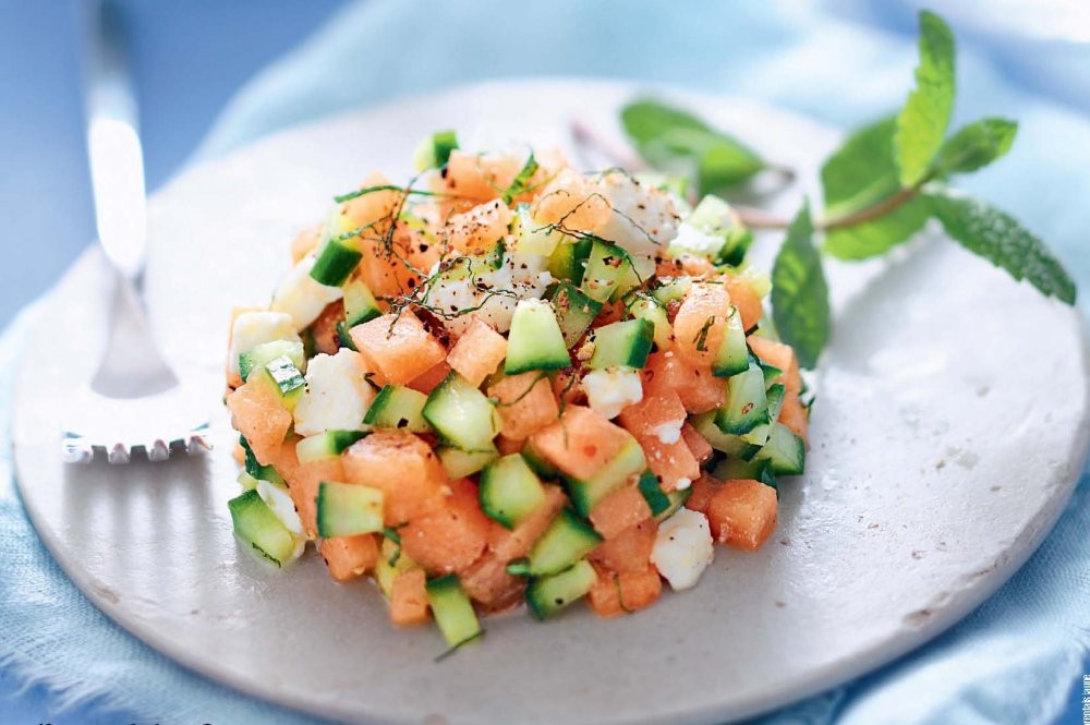 Melon, Concombre, Feti de Brebis et Menthe en tartare